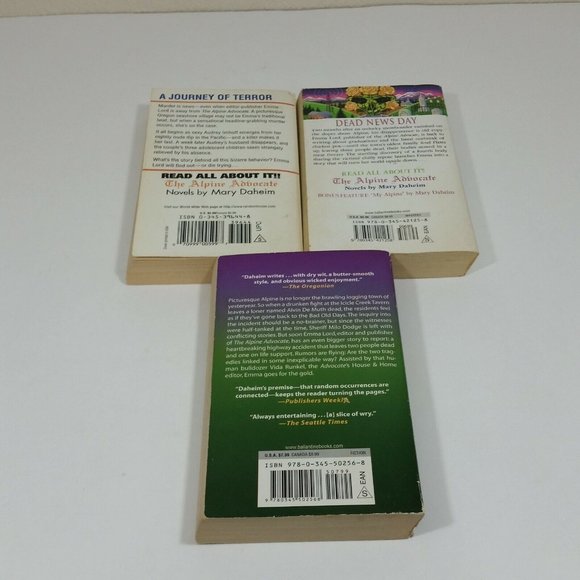 3 Emma Lord Mystery Paperback Books by Mary Daheim Alpine Nemesis Uproar Journey - Picture 2 of 2